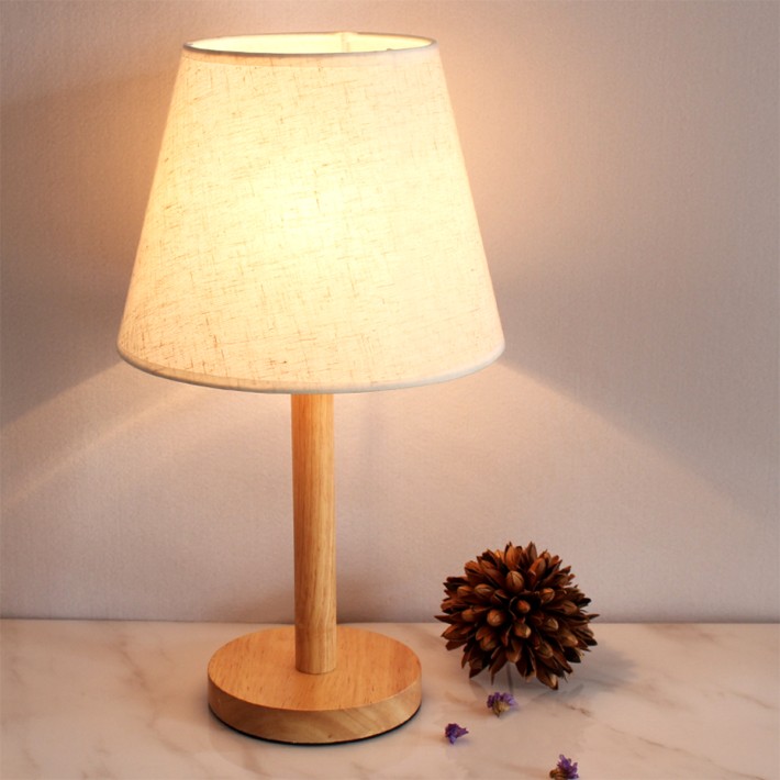 Linen Reading Table Lamp with Warm Light