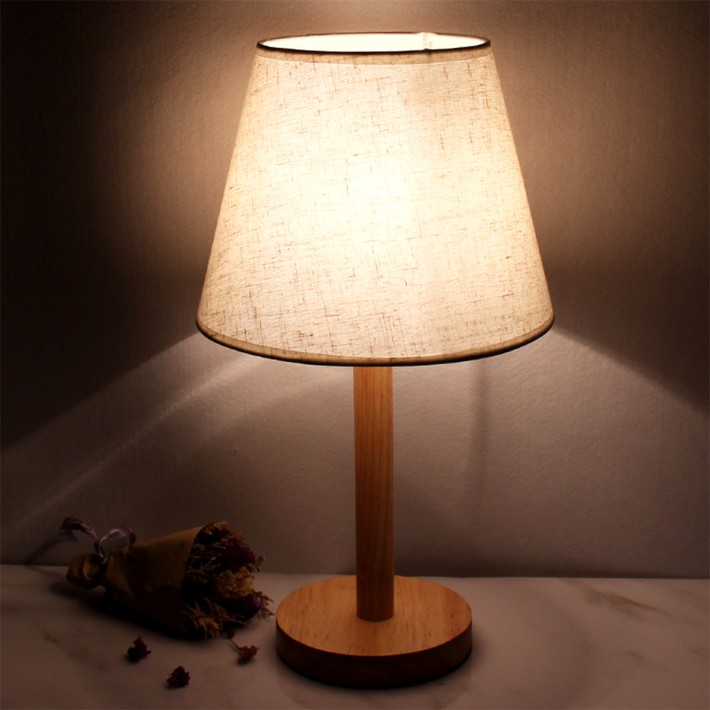 Linen Reading Table Lamp with Warm Light