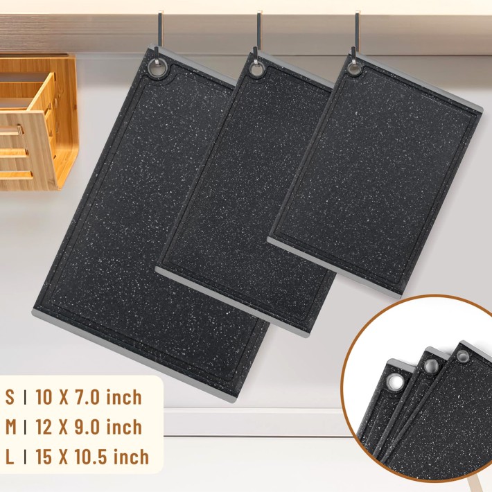 3 Piece Plastic Kitchen Cutting Board Set