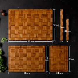 Three Piece Oversized Bamboo Cutting Board Set