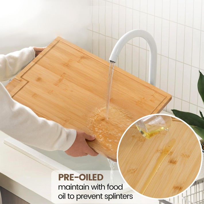 Bamboo Cutting Board with Swivel Stand