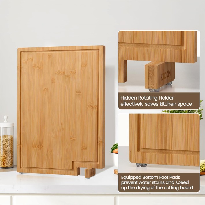 Bamboo Cutting Board with Swivel Stand