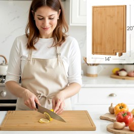 Bamboo Cutting Board with Swivel Stand